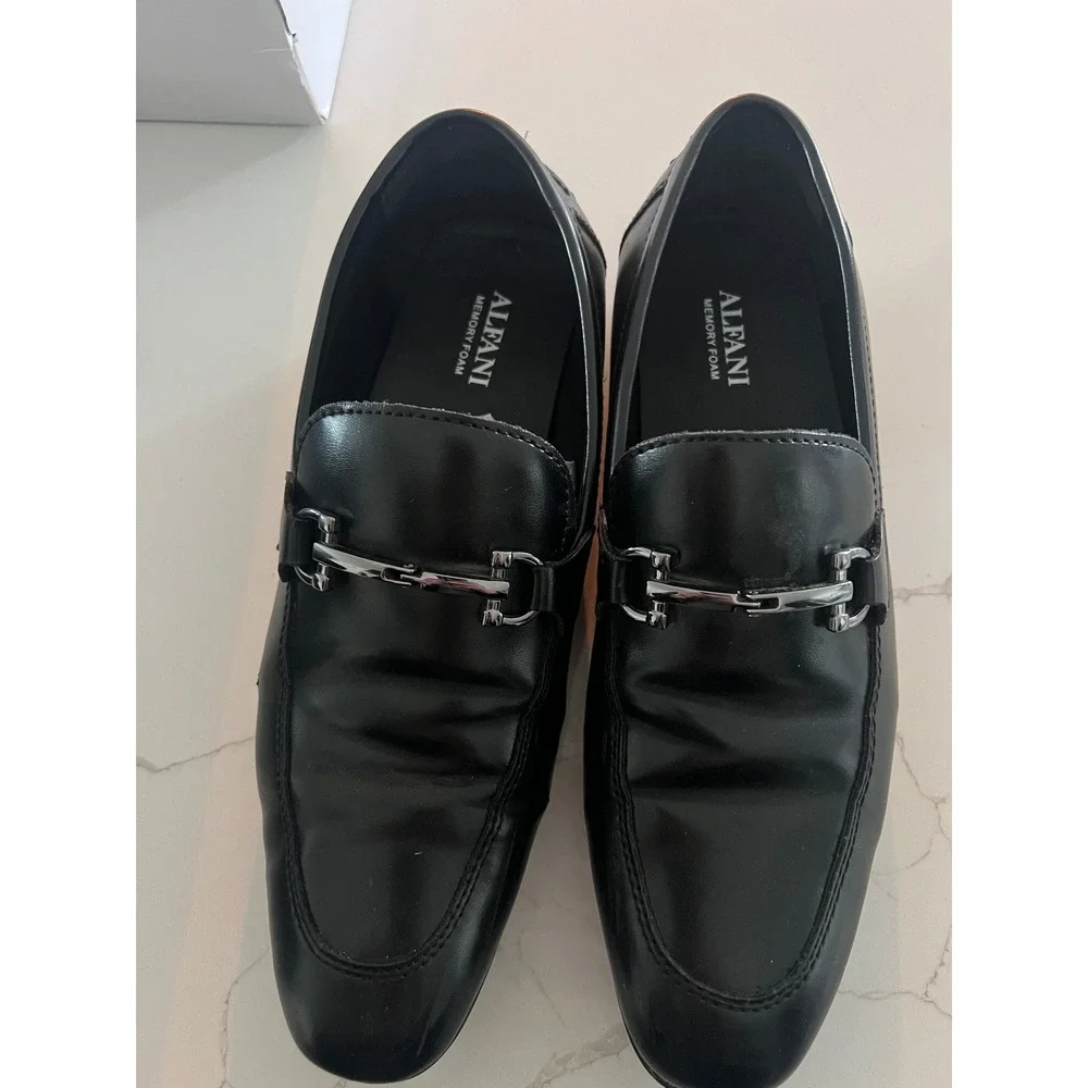 Alfani Mens Black Leather Bit Loafers Memory Foam‎ Dress Shoes Size 8M